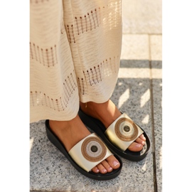 Chanclas Mujer Piel Con Adorno S.Barski KV27-019 Dorado 1