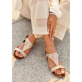 Sandalias Planas Mujer Con Decoración S.Barski KV27-051 Dorado 11