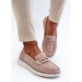Sergio Leone SP012 Mocasines de ante beige con plataforma 4