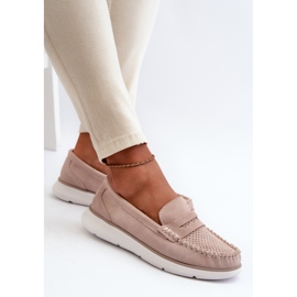 Sergio Leone SP012 Mocasines de ante beige con plataforma 8