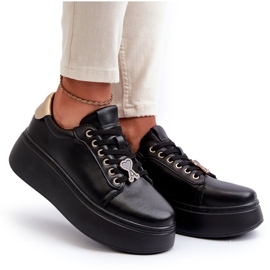 Deportivas Mujer de Piel con Plataforma Negro Vinceza 66700 15