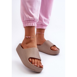 Chanclas Airaplea con plataforma de espuma de mujer de color marrón beige 6