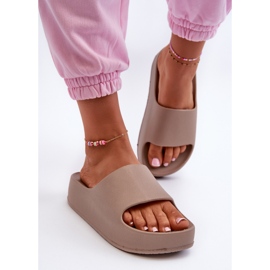 Chanclas Airaplea con plataforma de espuma de mujer de color marrón beige 8