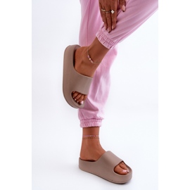 Chanclas Airaplea con plataforma de espuma de mujer de color marrón beige 10