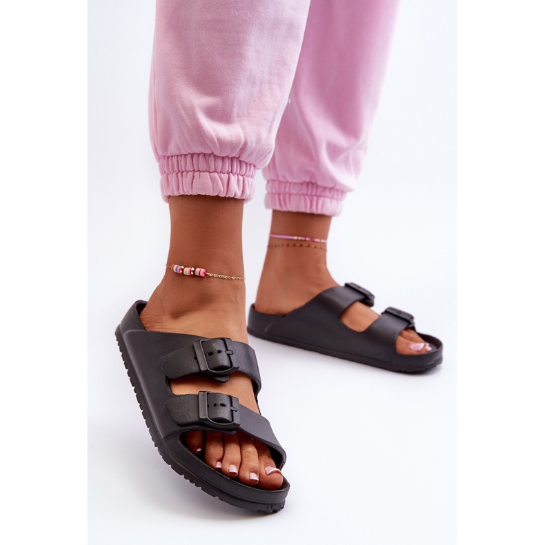 Chanclas de mujer de espuma con hebillas negro Luciene 2