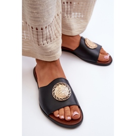 Zazoo 2938 Chanclas Planas De Piel Con Decoración, Negro 6