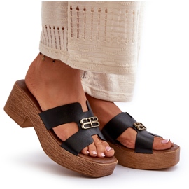 Zazoo 40412 Chanclas Mujer Elegantes De Piel Con Adorno Dorado, Negro 9