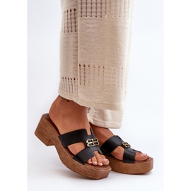 Zazoo 40412 Chanclas Mujer Elegantes De Piel Con Adorno Dorado, Negro 1