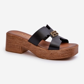 Zazoo 40412 Chanclas Mujer Elegantes De Piel Con Adorno Dorado, Negro 3