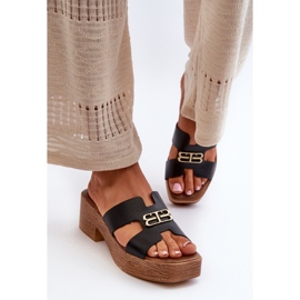 Zazoo 40412 Chanclas Mujer Elegantes De Piel Con Adorno Dorado, Negro 4