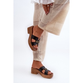 Zazoo 40412 Chanclas Mujer Elegantes De Piel Con Adorno Dorado, Negro 5