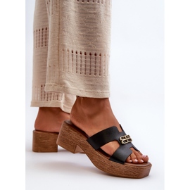 Zazoo 40412 Chanclas Mujer Elegantes De Piel Con Adorno Dorado, Negro 6