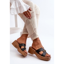 Zazoo 40412 Chanclas Mujer Elegantes De Piel Con Adorno Dorado, Negro 7