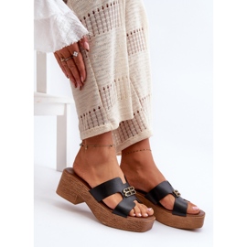 Zazoo 40412 Chanclas Mujer Elegantes De Piel Con Adorno Dorado, Negro 8