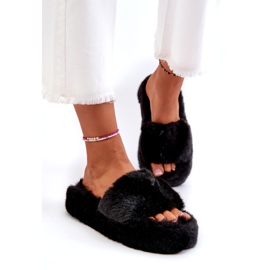 Pantuflas de Mujer de Pelo Negro Stepia 1 Pantuflas de Mujer de Pelo Negro Stepia 1