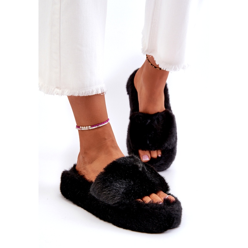 Pantuflas de Mujer de Pelo Negro Stepia 1 Pantuflas de Mujer de Pelo Negro Stepia 1