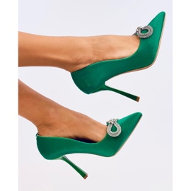 Elegantes tacones con piedras Sugar Green verde 5