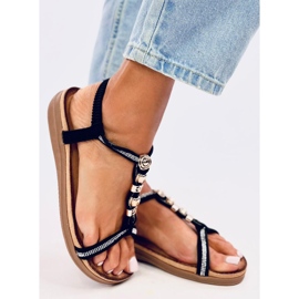 Isabey Sandalias negras decoradas con circonitas. negro 3