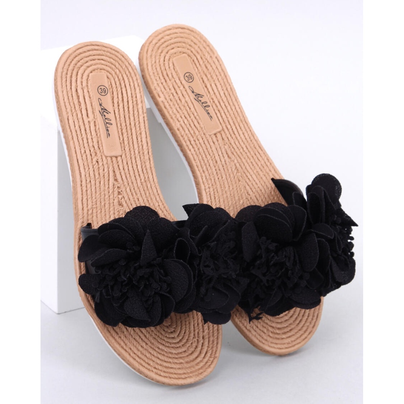 Chanclas suaves con flores Diaye Black negro 1
