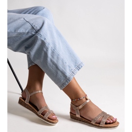 Sandalias de cuña baja Saila champán dorado 1