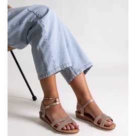Sandalias de cuña baja Saila champán dorado 2