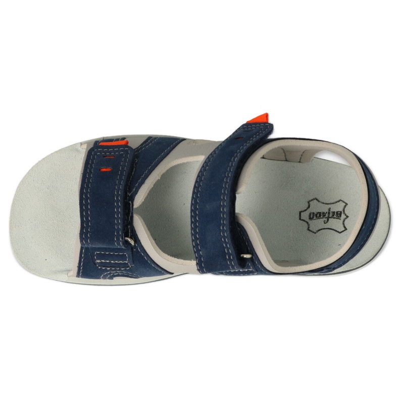 Sandalias infantil befado con velcro, aplicación de piel 066X103, azul marino 1