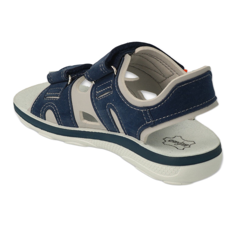 Sandalias infantil befado con velcro, aplicación de piel 066X103, azul marino 2