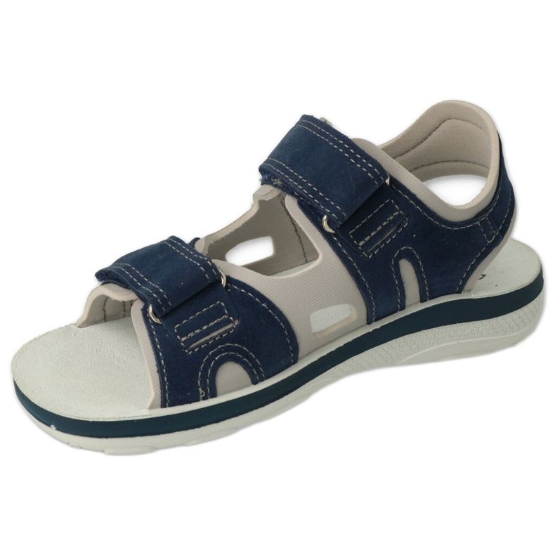 Sandalias infantil befado con velcro, aplicación de piel 066X103, azul marino 3