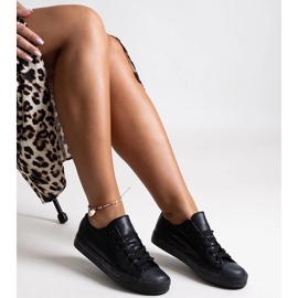 Zapatillas negras hechas de cuero ecológico de Mahasina negro 2