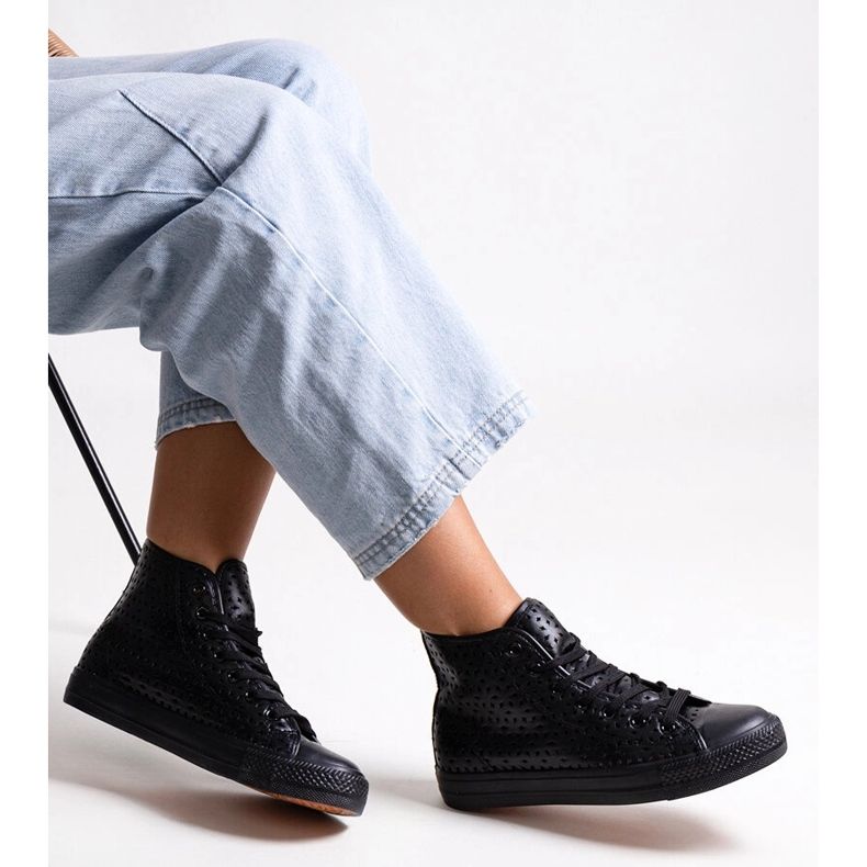 Bez marki Zapatillas altas negras Madala caladas negro 1