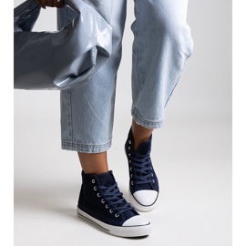 Bez marki Zapatillas altas caladas azul marino de Madala 1