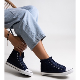 Bez marki Zapatillas altas caladas azul marino de Madala 2