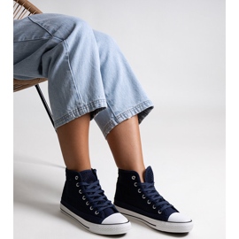 Bez marki Zapatillas altas caladas azul marino de Madala 3