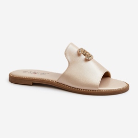 Chanclas Mujer Elegantes Brillantes Con Decoración S.Barski KV27-050 Dorado 3