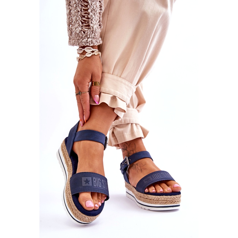 Sandalias Cómodas De Mujer Con Plataforma Big Star LL274869 Azul Marino 2