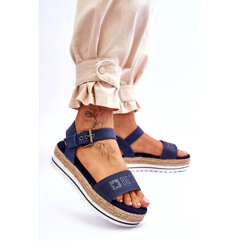 Sandalias Cómodas De Mujer Con Plataforma Big Star LL274869 Azul Marino 3