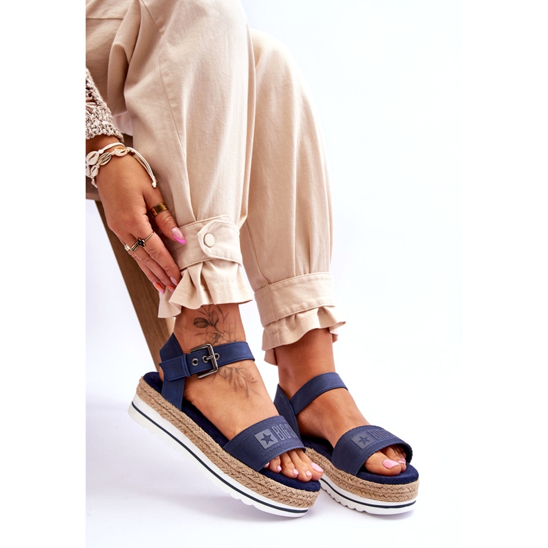Sandalias Cómodas De Mujer Con Plataforma Big Star LL274869 Azul Marino 4