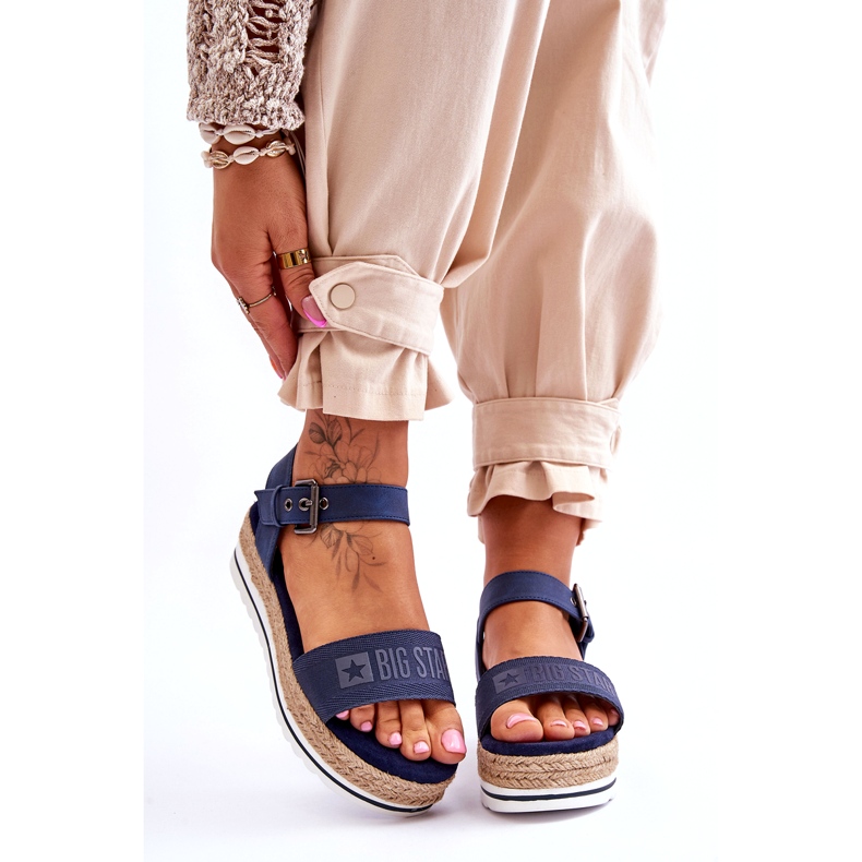 Sandalias Cómodas De Mujer Con Plataforma Big Star LL274869 Azul Marino 1