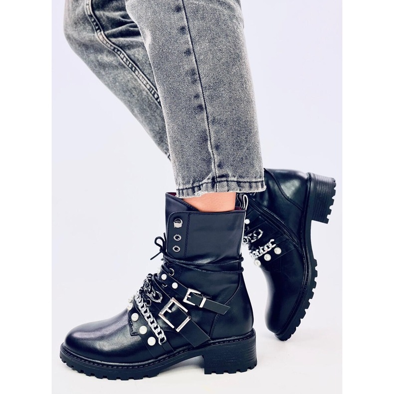 Botas militares con cadena Luba Negro 2