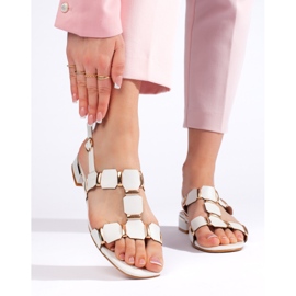 Sandalias planas blancas con estilo blanco 3