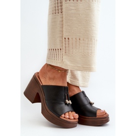 Vinceza Chanclas de Mujer Fabricadas en Piel Ecológica con Plataforma y Bloque, Negro Dafira 9