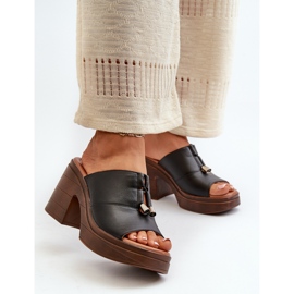 Vinceza Chanclas de Mujer Fabricadas en Piel Ecológica con Plataforma y Bloque, Negro Dafira 1