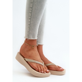 Chanclas de mujer con tira de purpurina 83386 Ipanema Mesh Chic Plat Fem Beige 1