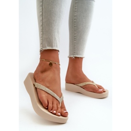Chanclas de mujer con tira de purpurina 83386 Ipanema Mesh Chic Plat Fem Beige 2