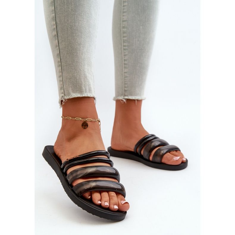 Chanclas Mujer Planas De Goma 26727 Ipanema Puffer Tiras Fem Negro 2
