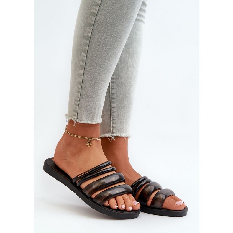 Chanclas Mujer Planas De Goma 26727 Ipanema Puffer Tiras Fem Negro 1