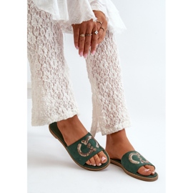 Chanclas Mujer Planas Con Lentejuelas S.Barski KV27-052 Verde 7