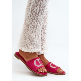 Chanclas Mujer Planas Con Lentejuelas S.Barski KV27-052 Fucsia rosado 3