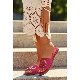 Chanclas Mujer Planas Con Lentejuelas S.Barski KV27-052 Fucsia rosado 8