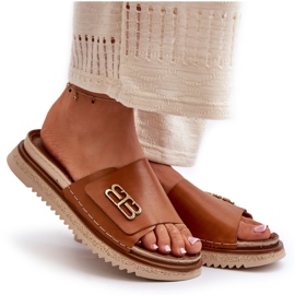 Zazoo 50101 Chanclas de Mujer de Piel con Plataforma, Marrón 9